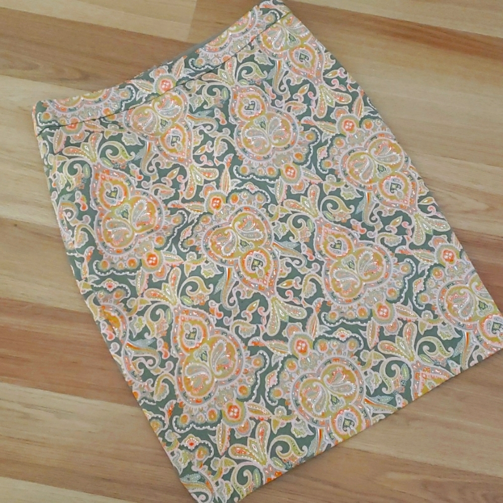 J.Crew paisley pencil skirt